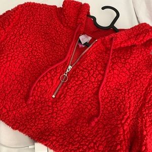 Red teddy hoodie